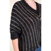 Women's Black Crop Sweater with Gold Threaded Stripe - VOCAL APPAREL - 4 of 4