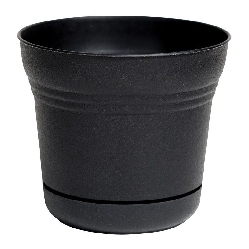 Bloem Saturn 6.5 in. H X 7 in. D Plastic Flower Pot Black, 1 of 2