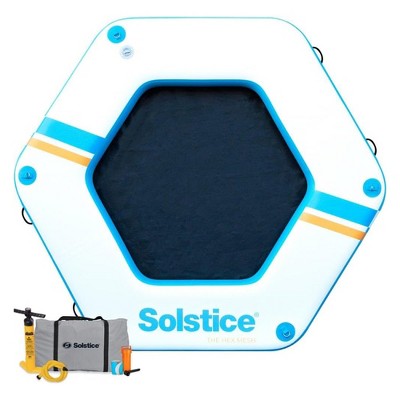 SOLSTICE Hexagon Inflatable Mesh Dock Platform for Lake Boat Pool Ocean for Adults Kids & Pet Dogs Up to 7 People, Water Mat Swim Raft, 8'x6"