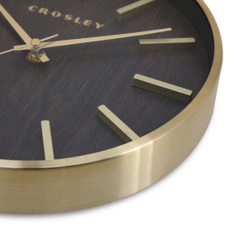 Analog 10&#34; Gold Metal Quartz Accurate with Raised Hour Marks Wall Clock - Crosley, 5 of 7