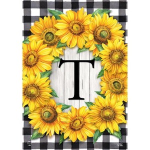Briarwood Lane Everyday Garden Flag 12x18 For Outdoor Sunflowers Monogram T Garden Flag Flags For Outside - 1 of 4