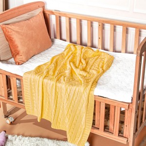 Cotton Cable Knit Toddler Blanket, Super Soft Warm Breathable Baby Blanket - NTBAY - 1 of 4