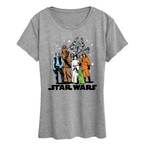 Women's - Star Wars - Luke, Leia, Yoda Group Short Sleeve Graphic T-Shirt - 1 of 4
