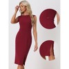 Allegra K Women's Round Neck Slim Fit Sleeveless Split Work Sheath Dresses - 2 of 4