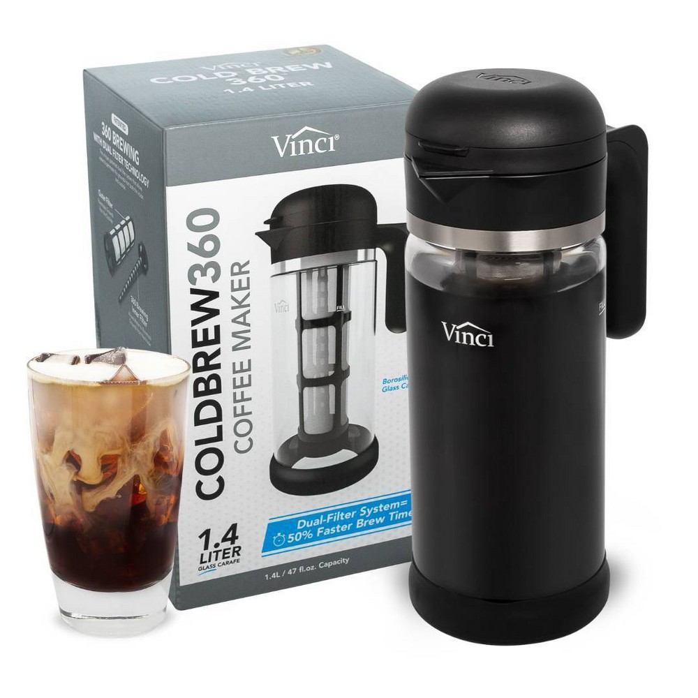 Vinci Housewares 1.4L Cold Brew 360 Coffee Maker Black