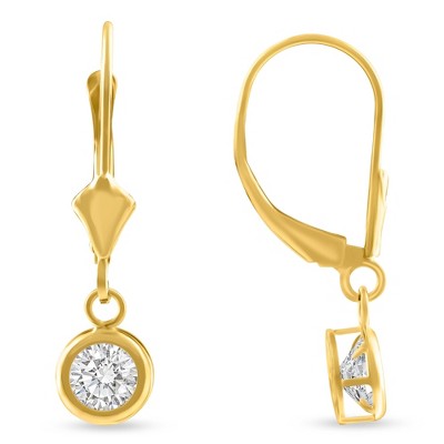 Pompeii3 1Ct Diamond Lab Created Dangle Lever Back Hoop Earrings 14k Yellow Gold