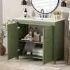 36” Vintage Bathroom Vanity Set with Ceramic Sink & Storage Cabinet, Hand-Painted Solid Wood Organizer, Soft-Close Doors - ModernLuxe - 2 of 4