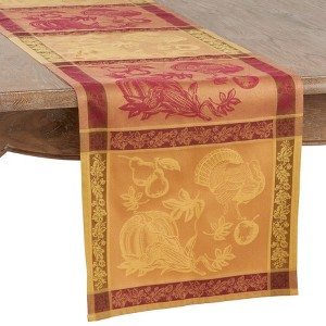 Saro Lifestyle Thanksgiving Fall Holiday Design Jacquard Cotton Blend Runner - 1 of 3