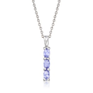 Ross-Simons 0.70 ct. t.w. Tanzanite Linear Pendant Necklace in Sterling Silver - 1 of 4
