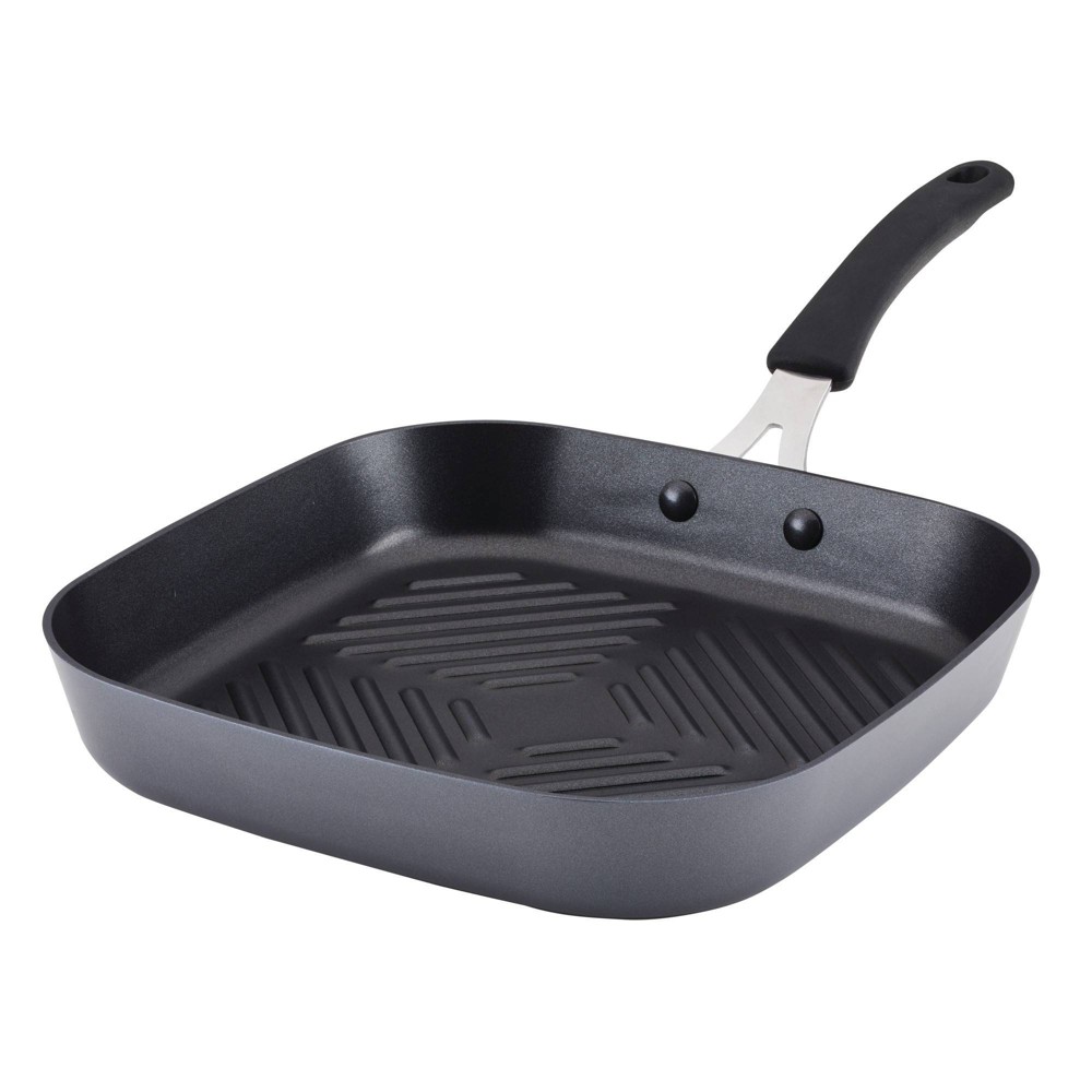 Rachael Ray Cook + Create 11 Hard Anodized Nonstick Square Deep Grill Pan with Black Handle