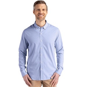 Cutter & Buck Skyline Epic Confidence Recycled Pinstripe Mens Long Sleeve Dress Shirt - 1 of 2