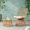 Bigget 2 Piece Rattan Outdoor Patio Steel Egg Chair with accent table - 3 of 4
