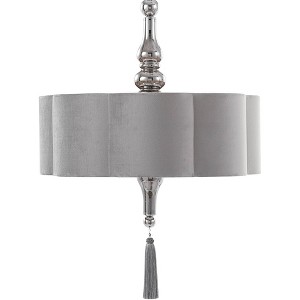 Uttermost Chrome Silver Pendant Light 22" Wide Modern Smoke Glass Mist Velvet Drum Shade for Dining Room House Foyer Entryway Home - 1 of 1