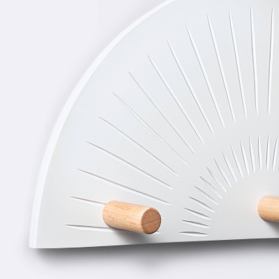 White and Natural Arched Wood Wall Hook Rail