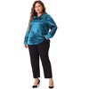Women's Plus Size Office Formal Long Sleeve Tie Neck Satin Blouses - Agnes Orinda - 3 of 4