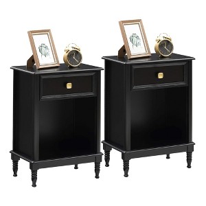 Night Stands  Wood End Table with Storage Drawer and Shelf - 1 of 4