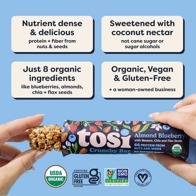 Tosi Snacks Almond Blueberry Organic Bars - 6g Protein - 5oz/5pk