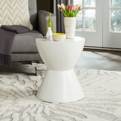 Athena Ivory Round Concrete Accent Table - Transitional Style
