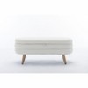 PAGED Velvet Fabric Storage Bench Upholstered Bedroom Bench With Wood Legs for Family Room, Entryway - 3 of 4