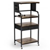Karl Home 4-Tier 1-Drawer Printer Stand with Wheels and Plug Board P2 Particleboard Weathered Wood Emboss 20.9x15.7x45.3 Inches - 2 of 4