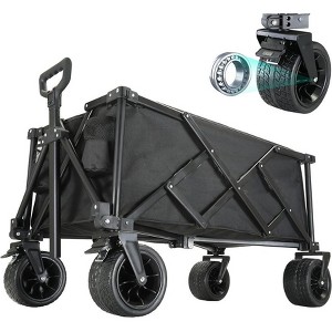 MaseiKar Collapsible Folding Utility Wagon Cart, Adjustable Handle, 400lb Capacity, Black, Outdoor Use - 1 of 4