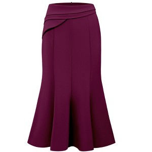 INSPIRE CHIC Women's Mermaid High Waisted Pleated Fishtails Midi Skirt - 1 of 4