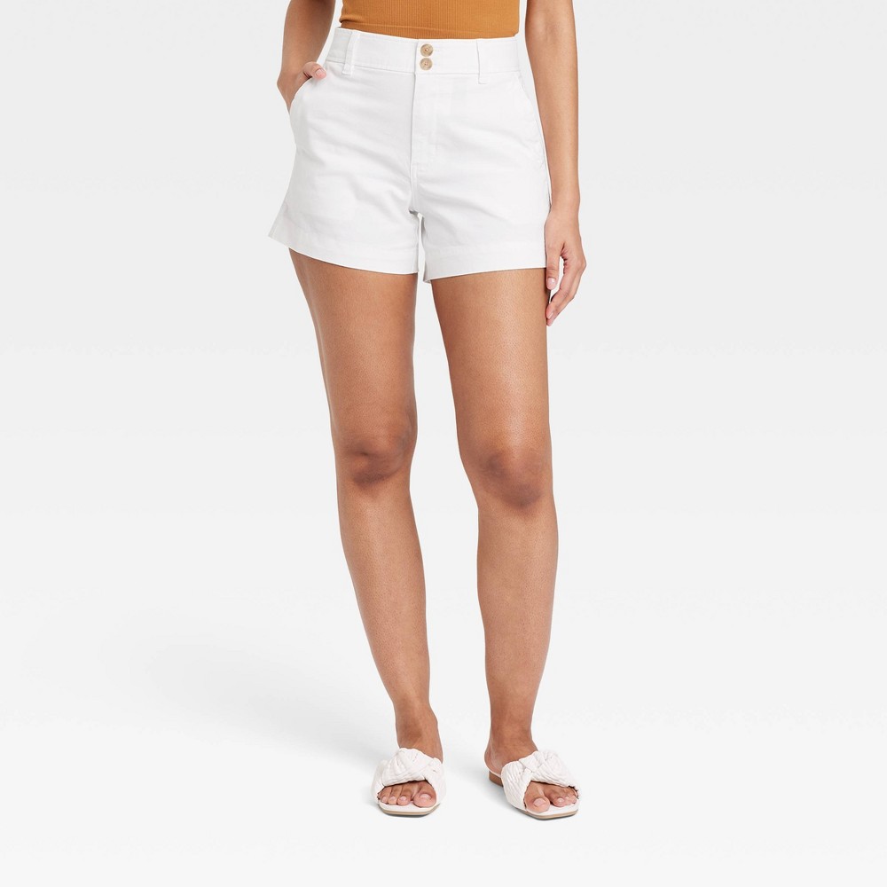 Women's High-Rise Everyday Shorts - A New Day™ White Size 4