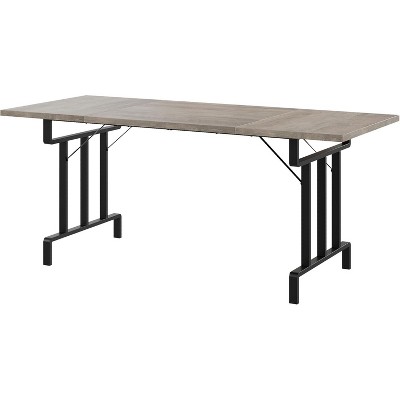 71 Inch Farmhouse Dining Table for 6-8 People, Mid-Century Modern Kitchen Table with Waterproof Surface, Sturdy Metal Legs, for Dining Room