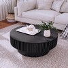 31.5" Fluted Round Coffee Table with Hidden Storage,Modern Accent Tea Table for Living Room Bedroom-Baofuwish - 3 of 4