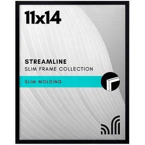 Americanflat 11x14 Picture Frame - Streamline Collection - Thin Border Picture Frame for Wall Display - Hanging Hardware Included - Black - 1 of 4