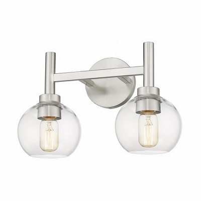 Sutton Brushed Nickel 2-Light Vanity with Clear Glass Shades