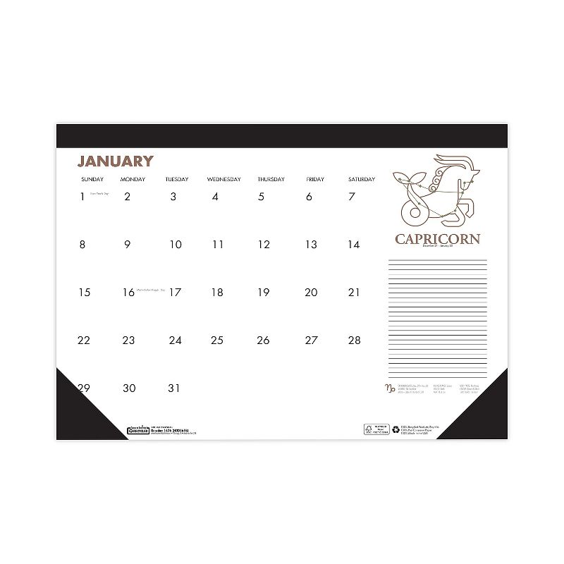 2024 House of Doolittle Zodiac 18.5" x 13" Monthly Desk Pad Calendar White/Black (1676-24), 2 of 8