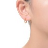 Guili Sterling Silver Gold Plated Ribbed Open Hoop Earrings with Clear Cubic Zirconia, a Modern and Radiant Design for Everyday Glamour - 2 of 3