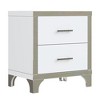 JUJABU Elegant High Gloss Mirrored Nightstand with Metal Handle and 2-Drawer for Bedroom or Living Room - White - 3 of 4
