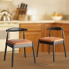 FONTOI Modern Accent Stools Set of 2, Armchair Upholstered Chair with Solid Wood Legs for Kitchen, Black&Brown, 16.9"*14.2"*33.8" - 2 of 4