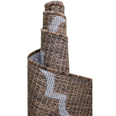 Rectangular Easy-Care Outdoor Lattice Brown Rug