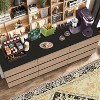 Large Sideboard Buffet Cabinet with 9 Drawers, Modern Storage Dresser for Kitchen, Dining Room, or Living Room, Black and Oak Wood Finish - 4 of 4