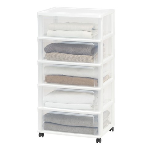 Iris 3pk Plastic Storage Drawer Deep With Sliding Door White : Target