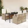 vidaXL 5 Piece Patio Dining Set with Cushions - Beige Poly Rattan Outdoor Garden Furniture - Adjustable Reclining Chairs and Glass Tabletop - 2 of 4