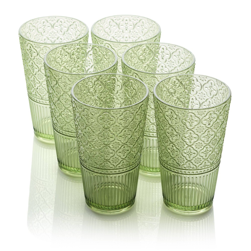 Photos - Glass Certified International  22oz Acrylic Ice Tea Glasses Victoria Green (Set of 6)