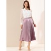 INSPIRE CHIC Women's Party Elastic Waist Metallic Shiny Accordion Pleated Midi Skirt - 3 of 4
