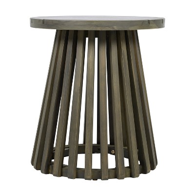 Vynxaria Outdoor Acacia Wood Round Side Table ¨C Modern Rustic Charm for Your Patio