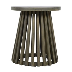 Vynxaria Outdoor Acacia Wood Round Side Table ¨C Modern Rustic Charm for Your Patio - 1 of 4