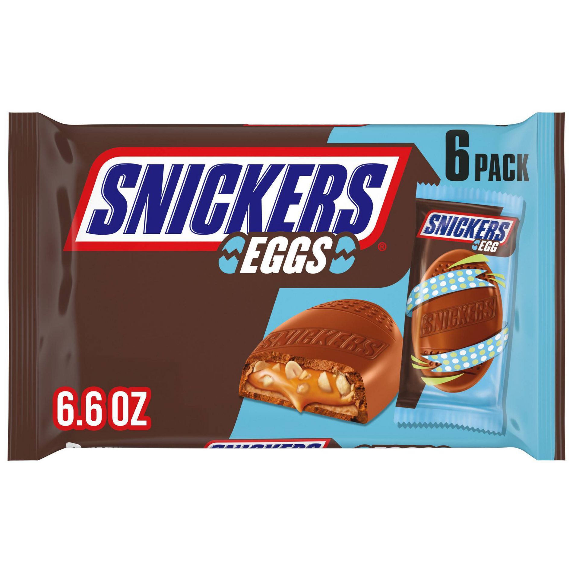 Snickers Candy Eggs Milk Chocolate Easter Basket Stuffers - 6.6oz/6pk
