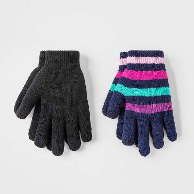 Girls' 2pk Striped Gloves - Cat & Jack™