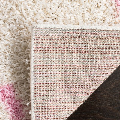 Ivory and Light Pink Shag Trellis 10' x 14' Area Rug