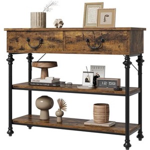 Small Entryway Console Table with 3 Drawers, Narrow Sofa Table with Storage Shelves for Living Room, Hallway, Bedroom - 1 of 4