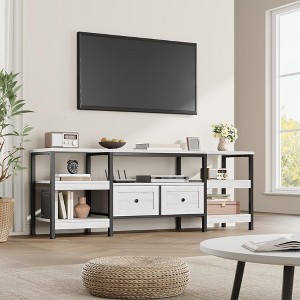 Homhougo 63" Modern-Industrial TV Stand with 2 Fabric Drawers, Entertainment Center for TVs Up to 65" White - 1 of 4