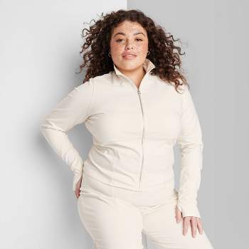 Women's Acid Wash Zip-up Sweatshirt - Wild Fable™ Off-white M : Target
