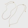 14K Gold Dipped Beaded Initial Necklace Set 2pc - A New Day™ Gold/Marron - 2 of 4